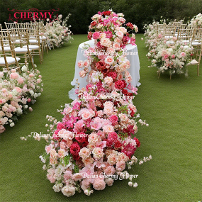 Artificial Flower Runner Manufacturer - Dalian Chermy 200cm Silk Pink for Wedding Party