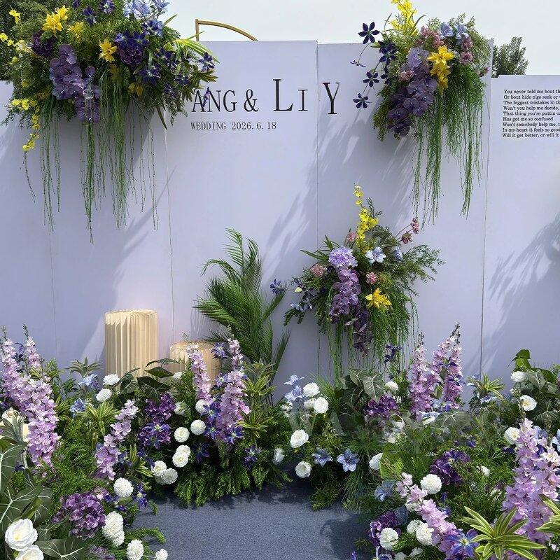 Artificial Flower Arrangement Manufacturer - CM-TW014 High Quality Floor Silk Purple Green for Wedding