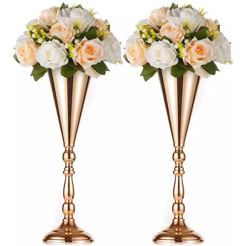Gold Metal Stand Vases Manufacturer - Decoration Flower Arrangement Frame for Wedding Tables Road Lead