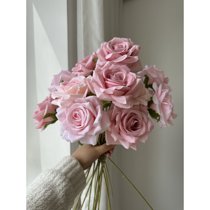 Artificial Silk Rose Manufacturer - Dalian Chermy DC013 Pink for Wedding Centerpieces