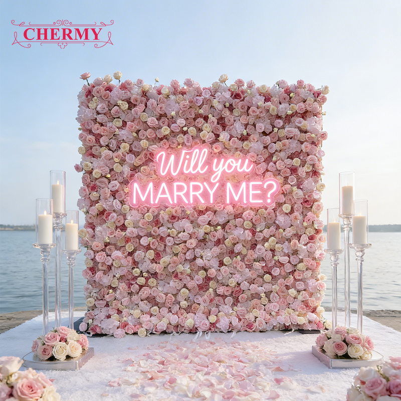 Artificial Flower Wall Backdrop Manufacturer - Wholesale Pink 8ft X 8ft Roll up Rose Wall Panel