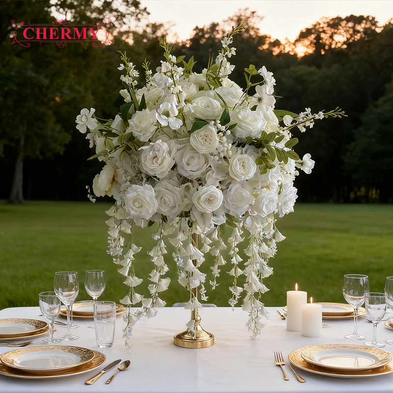 Artificial Flower Ball Manufacturer - Customized Wedding Party White Silk Table Wedding Centerpieces