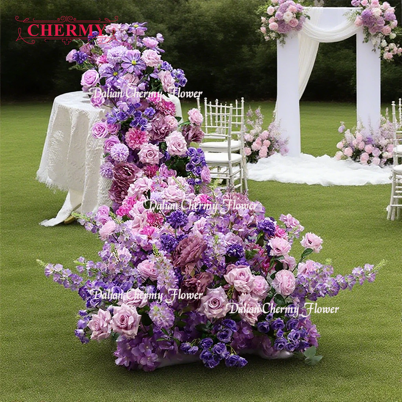 Artificial Flower Runner Manufacturer - Dalian Chermy 200cm Silk Pink for Wedding Party