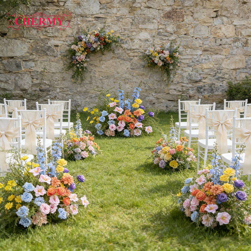 Artificial Silk Aisle Flower Runner Manufacturer - Wholesale Luxury OEM Pink & Purple Roses