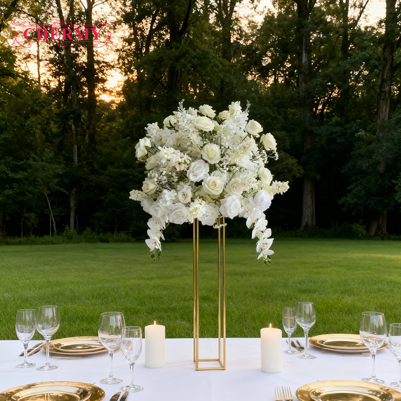 Artificial Flower Ball Manufacturer - Customized Wedding Party White Silk Table Wedding Centerpieces