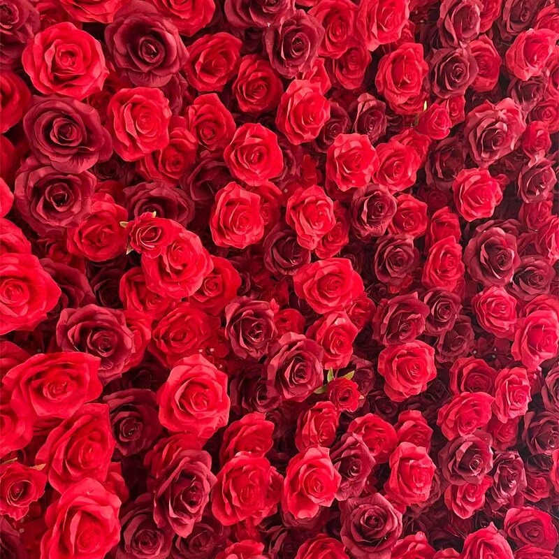 Artificial Flower Wall Backdrop Manufacturer - Custom 2m*2.4m Red Rose Heart Shape for Wedding Party