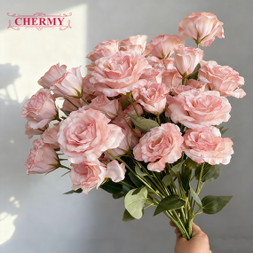 Artificial Balloon Flower Manufacturer - Dalian Chermy DC096 5-Head Pink Silk Wedding Floral