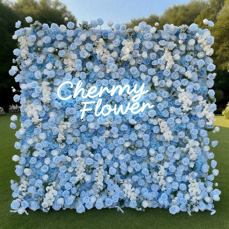 Artificial Flower Wall Backdrop Manufacturer - Wedding Ivory White 8ft X 8ft White Rose 5d Wall