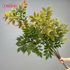 Artificial Nandina Branch Manufacturer - TH2056 Real Touch Leaves for Wedding Party Home Table