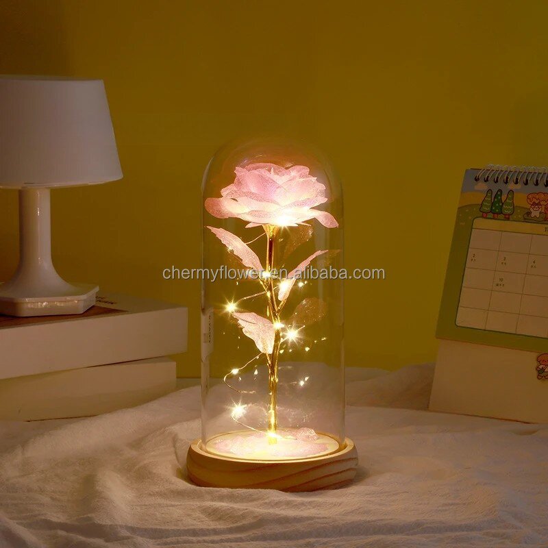 Rose in Glass Dome Manufacturer - Valentine's Day Novelty with Led Light and Gift Box