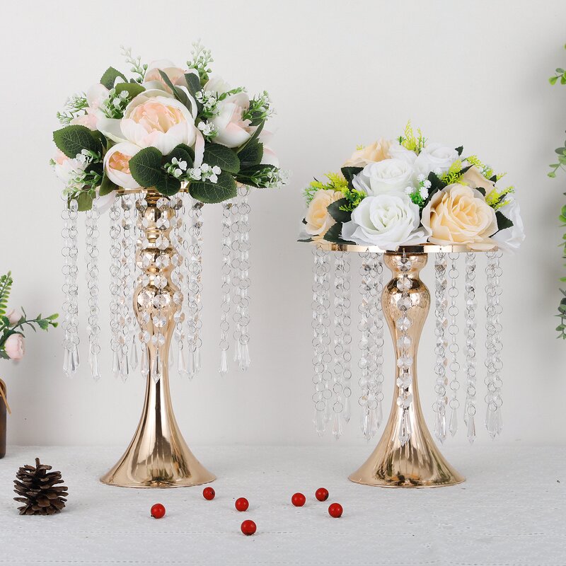 Crystal Flower Stand Manufacturer - Cheap Price Pendant Silver Gold Metal Vase for Table Decoration