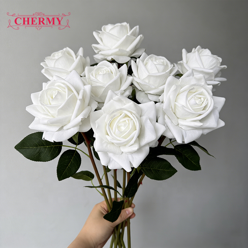 Artificial Rose Manufacturer - Dalian Chermy DC058 Red Real Touch for Home Wedding Decoration