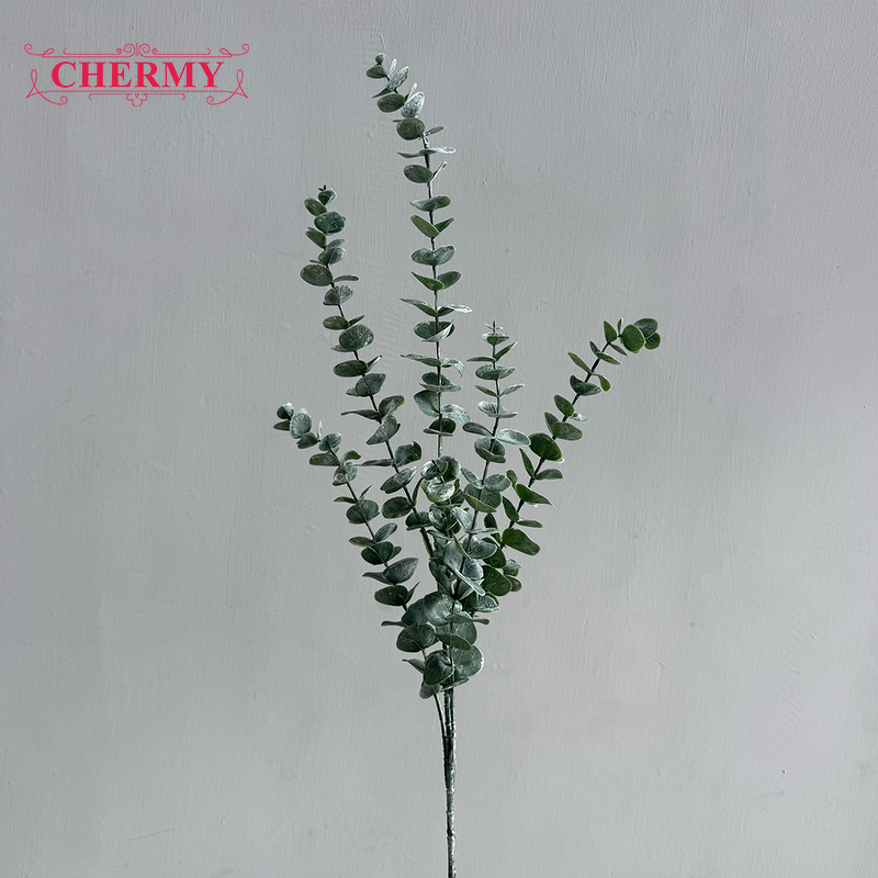Artificial Eucalyptus Branch Manufacturer - TH1537 High Quality 5 Forks Soft Plastic for Interior Floral