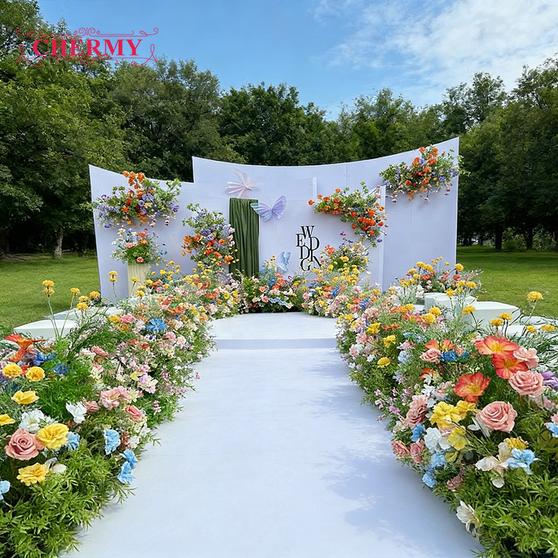 Artificial Floral Arrangement Manufacturer - Dalian Chermy Wholesale Luxury Blush & Purple for Outdoor Wedding