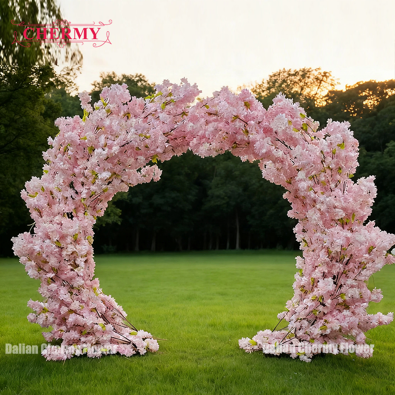 Artificial Flower Arch Manufacturer - Event Wedding White Cherry Blossom for Backdrop Decoration