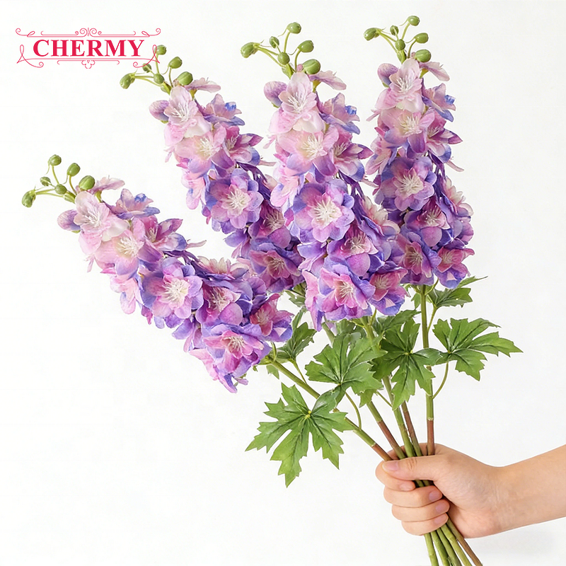 Artificial Delphinium Manufacturer - RT048 Real Touch Latex Blue White for Home Table Center Piece