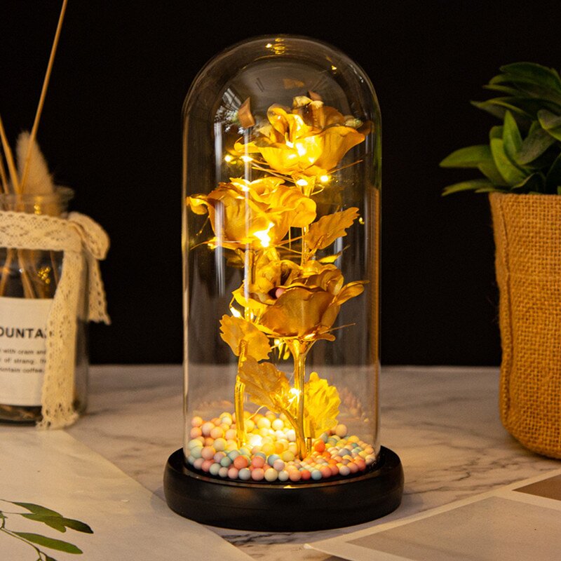 Gold Foil Rose Manufacturer - Valentines Day Gift Wholesale in Glass Dome