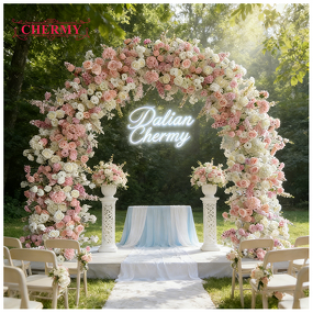 Artificial Flower Arch Manufacturer - 2026 New Customized Size U-Shape Pink Roses for Wedding