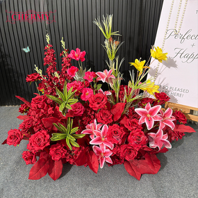 Artificial Silk Aisle Flower Manufacturer - TW042 Dalian Chermy Wholesale Red Rose & Hydrangea for Wedding