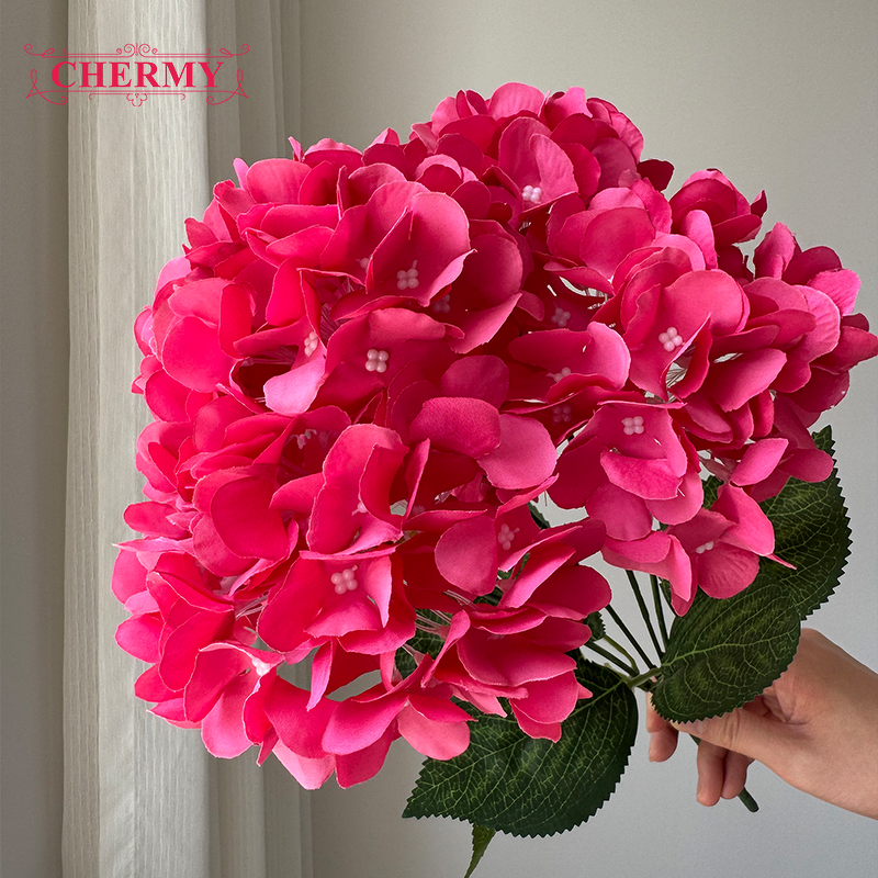 Artificial Hydrangea Manufacturer - High Quality 5 Heads Silk Red for Home Wedding Event