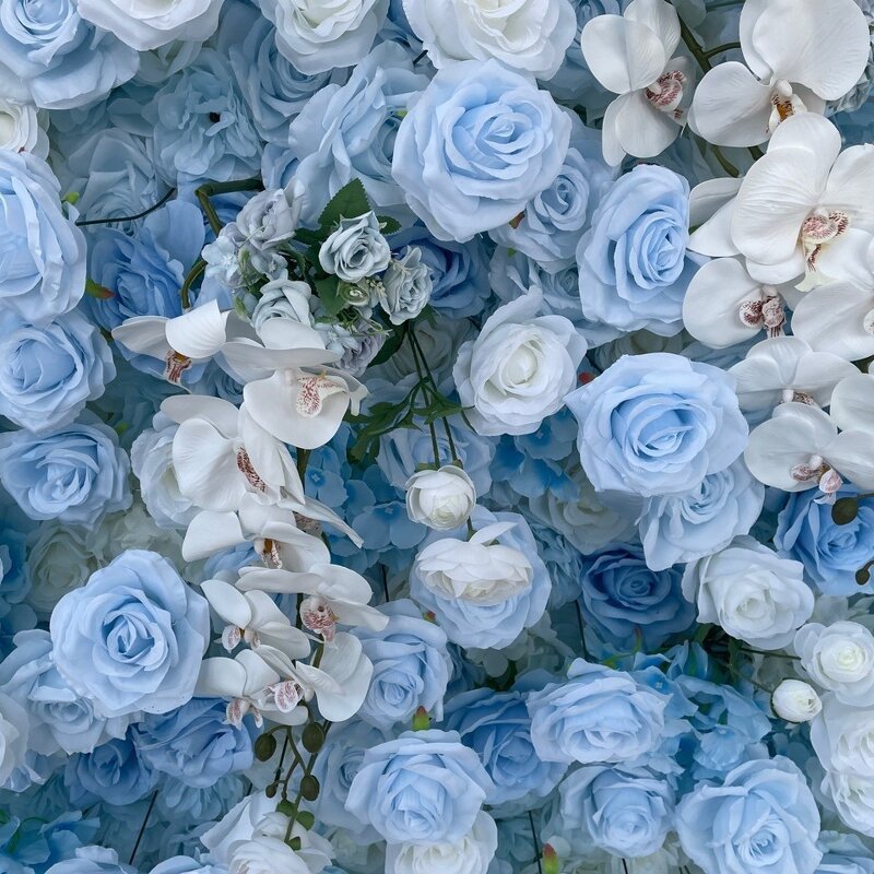Artificial Flower Wall Backdrop Manufacturer - CM-FW013 Custom High-End Blue Rose for Wedding Party