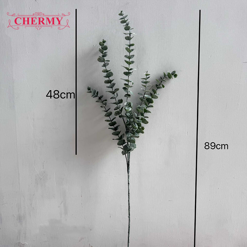 Artificial Eucalyptus Branch Manufacturer - TH1537 High Quality 5 Forks Soft Plastic for Interior Floral