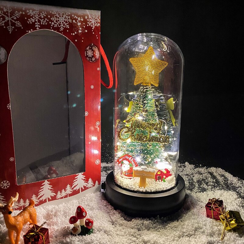 Glass Dome Manufacturer - 2022 New Christmas with Light Table Decoration Tree Old Man Elk LED