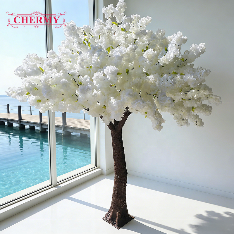 Artificial Cherry Blossom Tree Manufacturer - OEM 2.1m Custom Modern Large Bushy White