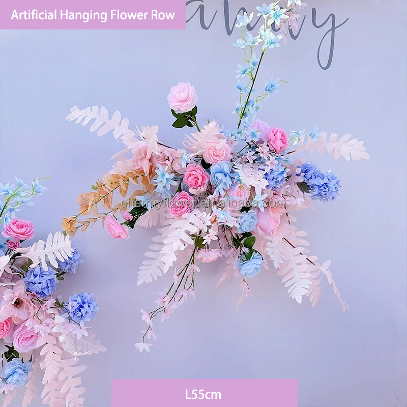 Artificial Wedding Props Manufacturer - 2026 New Blue Pink Flower Road Lead for Event Party Stage