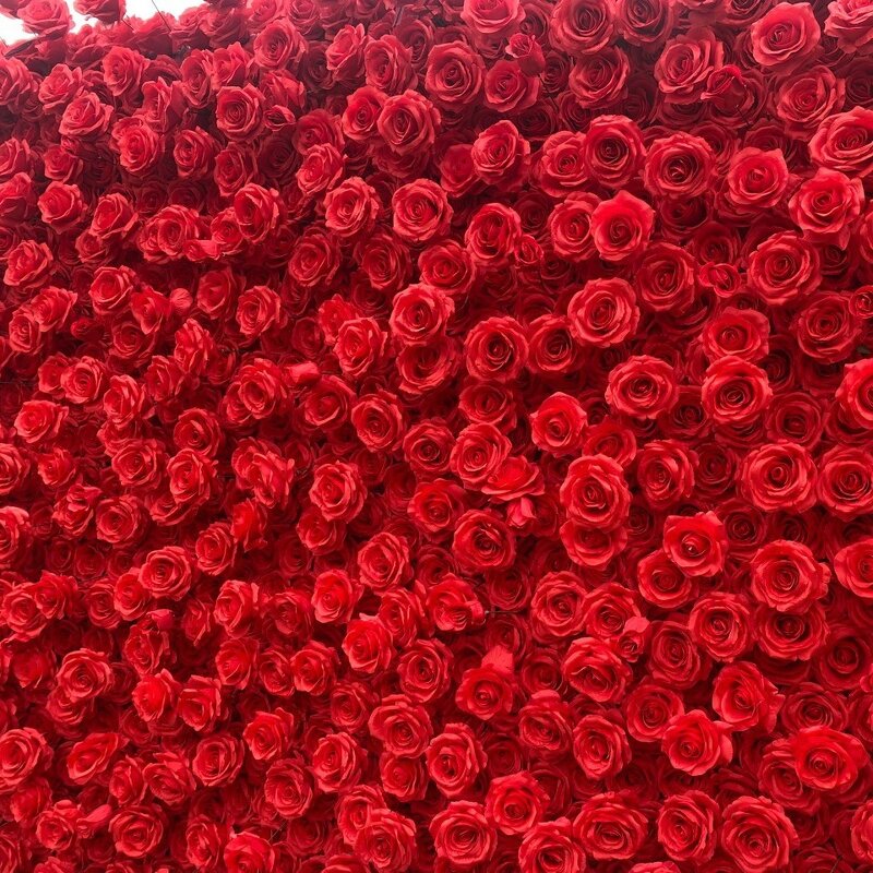 Artificial Flower Wall Manufacturer - CM-FW011 Custom 8*8ft Red Rose for Wedding Stage Backdrop