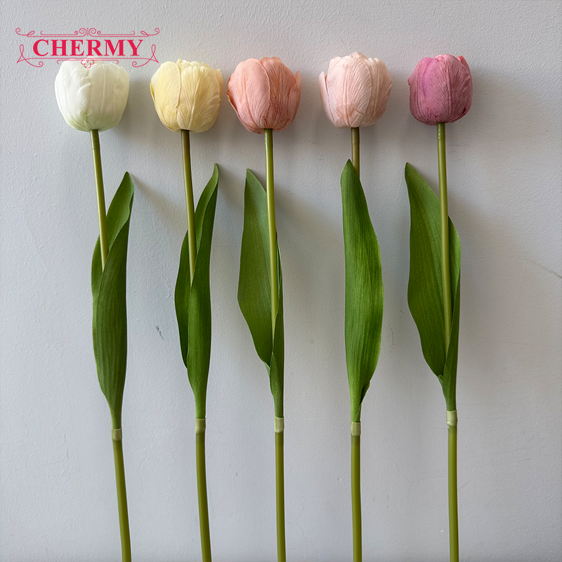 Artificial Tulip Manufacturer - Dalian Chermy DC101 White Real Touch for Home Wedding