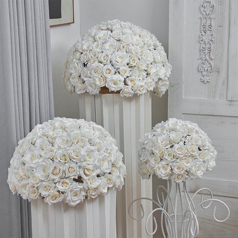 Artificial Flower Ball Manufacturer - New Design White Rose 30/40/50/60/70cm for Event Decor