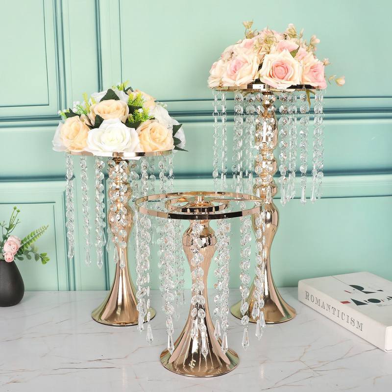 Crystal Flower Stand Manufacturer - Cheap Price Pendant Silver Gold Metal Vase for Table Decoration