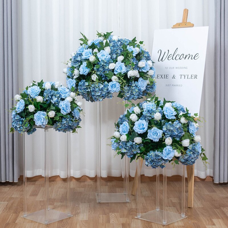 Artificial Blue Flower Ball Manufacturer - for Table Centrepiece Wedding Decoration