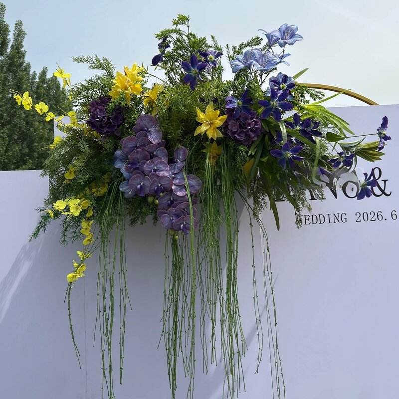 Artificial Flower Arrangement Manufacturer - CM-TW014 High Quality Floor Silk Purple Green for Wedding