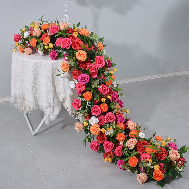 Artificial Floral Garland Manufacturer - Handmade Orange Yellow for Wedding Arch Spring Birthday Valentine's Day