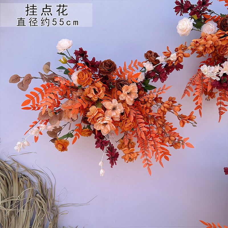 Artificial Flower Row Manufacturer - Dalian Chermy Luxury Autumn Orange for Party Wedding Arch Backdrop