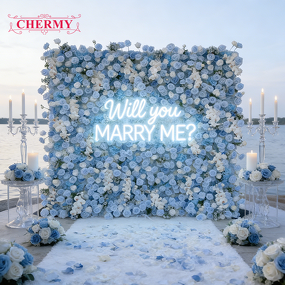 Artificial Flower Wall Backdrop Manufacturer - CM-FW013 Custom High-End Blue Rose for Wedding Party