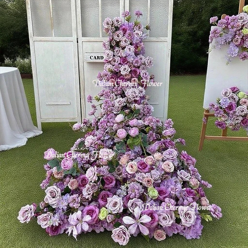 Artificial Silk Flower Arrangement Manufacturer - Dalian Chermy Purple Table Flower And Flower Row