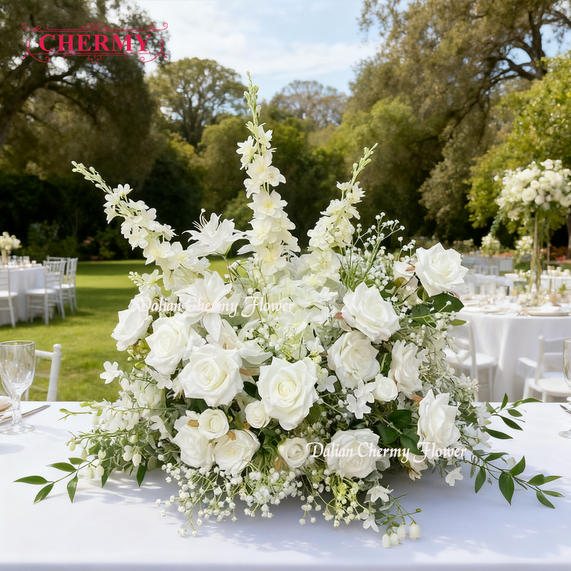 Artificial Greenery Ball Arch Manufacturer - High Quality Athens Classic 60cm White Rose Delphinium for Graduation