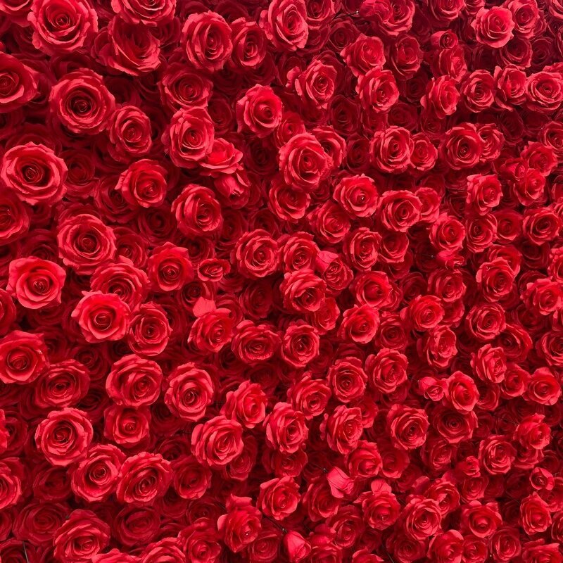 Artificial Flower Wall Manufacturer - CM-FW011 Custom 8*8ft Red Rose for Wedding Stage Backdrop