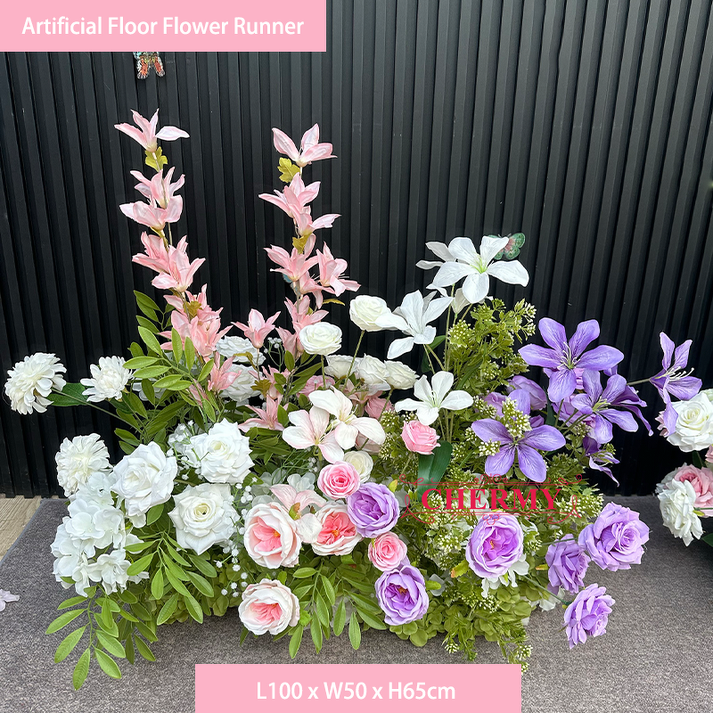 Artificial Flower Backdrop Manufacturer - CM-TW006 Flower Forest Pink Purple Silk for Wedding Party