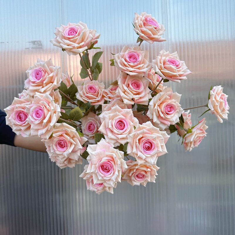 Artificial Spray Roses Manufacturer - Factory Wholesale Cheap 3 Heads Real Touch Silk White