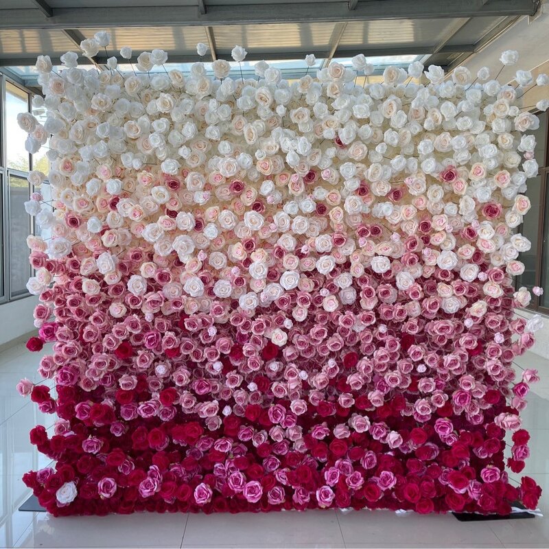 Artificial Flower Wall Backdrop Manufacturer - Custom High-End Pink Gradient for Wedding Party