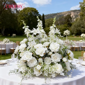 Artificial Greenery Ball Arch Manufacturer - High Quality Athens Classic 60cm White Rose Delphinium for Graduation