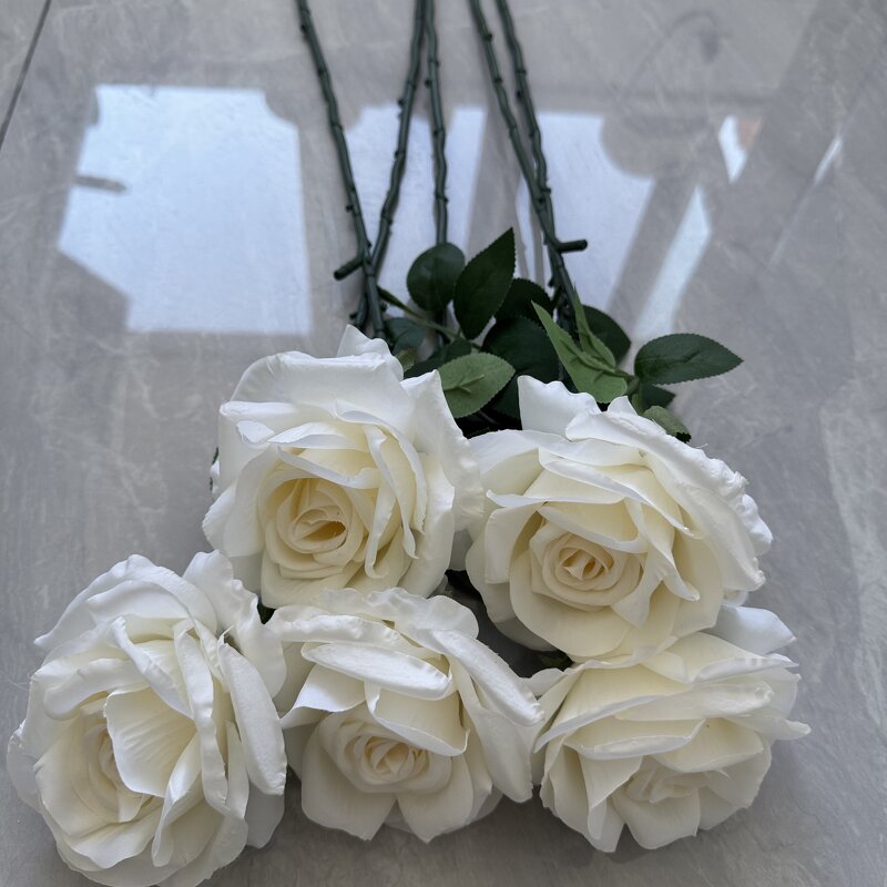 Artificial Rose Manufacturer - Dalian Chermy DC086 Single Head Beige Silk Wedding Floral