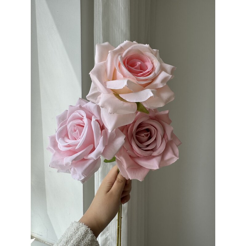 Artificial Silk Rose Manufacturer - Dalian Chermy DC013 Pink for Wedding Centerpieces