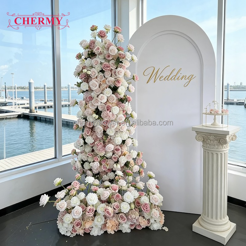 Artificial Flower Arch Manufacturer - Customize White Rose Hydrangea for Front Door Arch Event