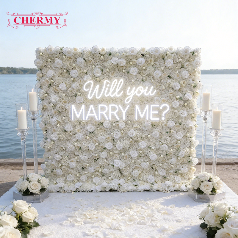 Artificial Flower Wall Backdrop Manufacturer - Custom 3D Roll Up Silk White 8Ft X 8Ft for Wedding