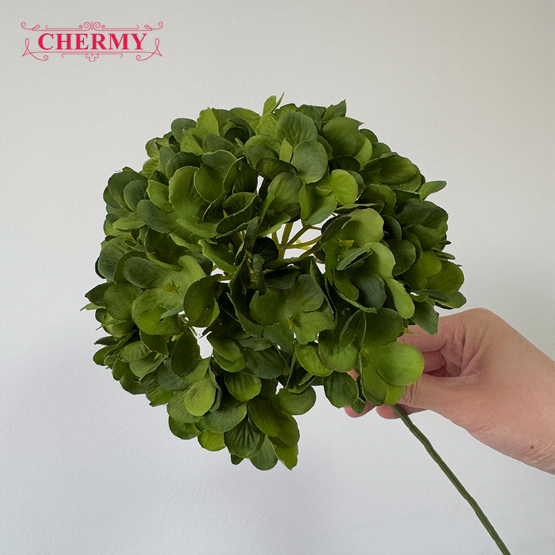 Artificial Hydrangea Manufacturer - Dark Green Silk for Wedding Decoration